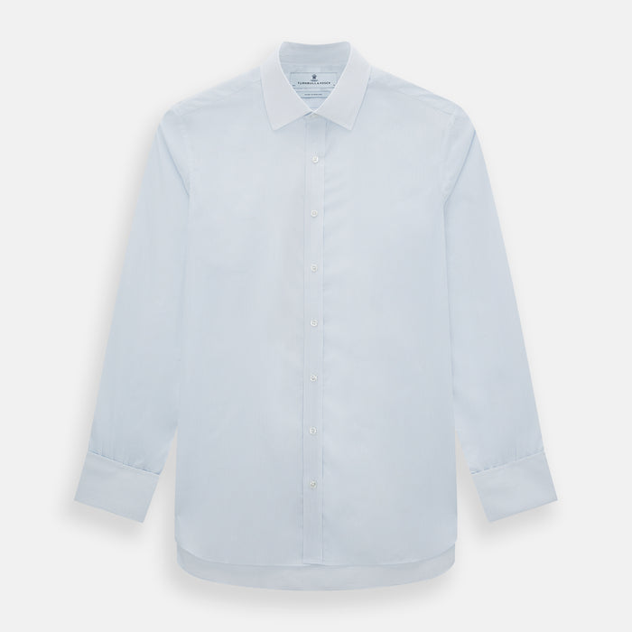 Blue and White Thin Stripe Shirt with T&A Collar and Double Cuffs