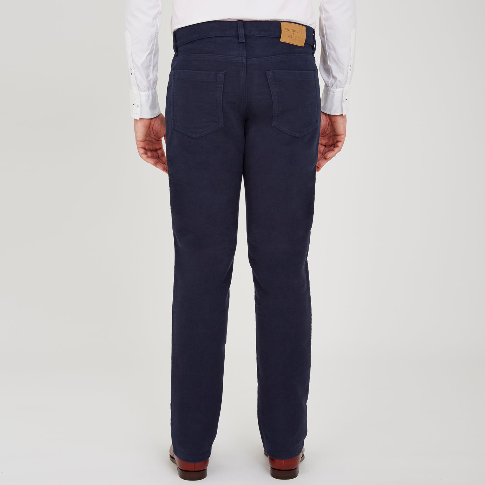 View 3 of product A pair of Blue Moleskin Trousers by Turnbull & Asser.