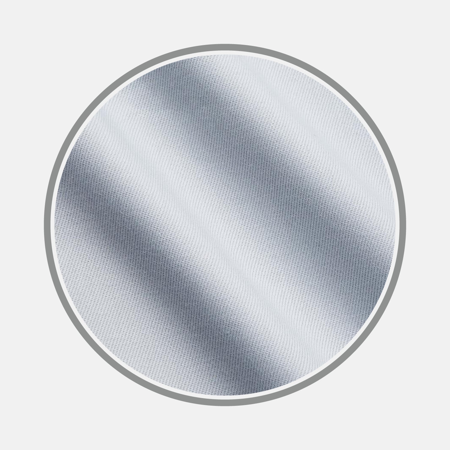 View 1 of product A close-up of BESPOKE FABRIC 1192 04 by Turnbull & Asser, light grey or white with subtle diagonal texture, ideal for custom shirts, displayed in a circular frame on a plain white background.