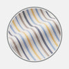 View 1 of product Close-up of Turnbull & Asser BESPOKE FABRIC 1259 35 shows light blue, brown, yellow, and white diagonal stripes on a soft, slightly textured material—perfect for custom shirts—with gentle folds and subtle shadows.