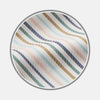 View 1 of product A close-up of Turnbull & Asser's BESPOKE FABRIC 1259 39, featuring diagonal pastel stripes—pink, green, blue, yellow, and navy—in a circular frame on white. Perfect for custom shirts and monogram designs.