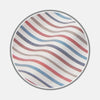 View 1 of product A close-up of BESPOKE FABRIC 1259 43 by Turnbull & Asser, featuring wavy diagonal red, blue, and beige stripes on white fabric, framed by a gray circular border.
