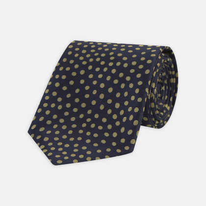 Navy and Gold Paint Spot Silk Tie
