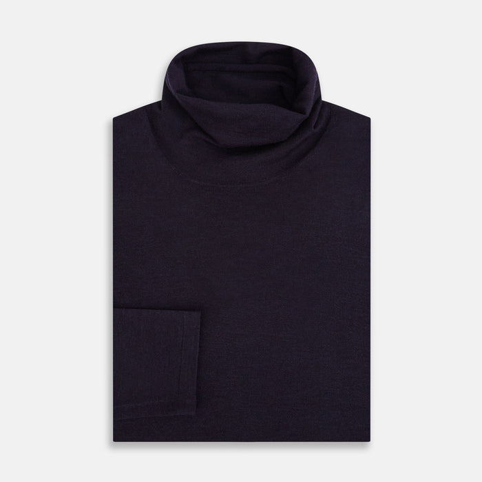 Dark Purple Fine Merino High Neck Jumper Image 3