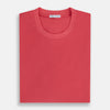 View 5 of product The Turnbull & Asser Honeysuckle Short-Sleeve T-shirt is shown on a white background. This high-quality red tee features a plain design with short sleeves and a crew neckline, offering versatile, logo-free style.