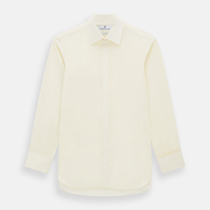 Cream Cotton Shirt with T&A Collar and Double Cuffs