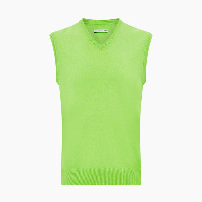 Lime Green V-neck Cashmere Vest Image 3