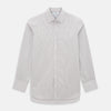 View 1 of product The Turnbull & Asser Burgundy Micro Tattersall Check Mayfair Shirt, crafted from Italian cotton with long sleeves, a button-down front, collar, and buttoned cuffs, is shown on a white background.