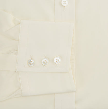 Cream Cotton Shirt with T&A Collar and 3-Button Cuffs Image 2