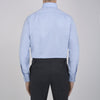 View 5 of product The Turnbull & Asser Light Blue Royal Oxford Cotton Shirt features a button-down collar, 3-button cuffs, and white buttons. Neatly folded with a visible inner label, it’s ideal to pair with a navy suit and displayed on a plain white background.