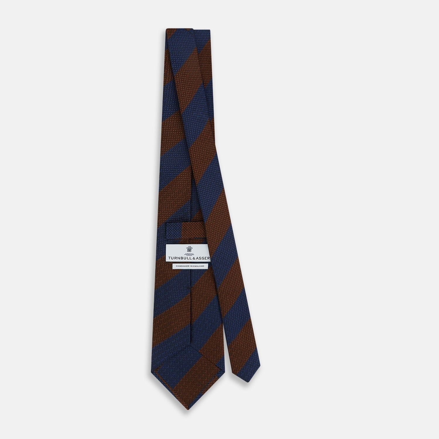 Image 4 of product Brown and Navy Block Stripe Silk Tie