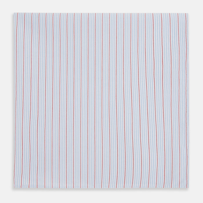 Hand Rolled Red Multi Pinstripe Handkerchief