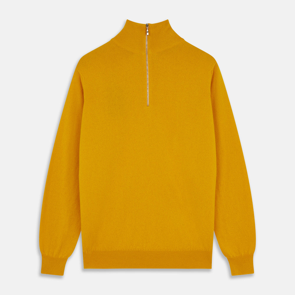 Gold Lennox Cashmere Half-Zip Jumper