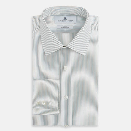 Green and Brown Ticking Stripe Mayfair Shirt Image 4