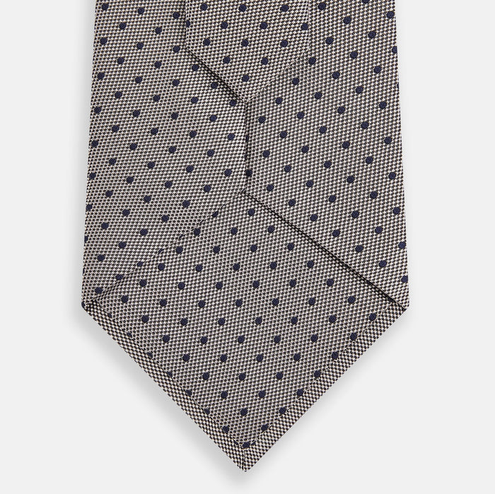 Navy and Lilac Micro Dot Silk Tie Image 2