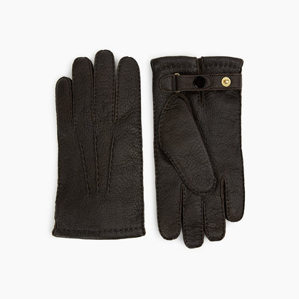 Dark Chocolate Cashmere-Lined Peccary Leather Gloves Image 2