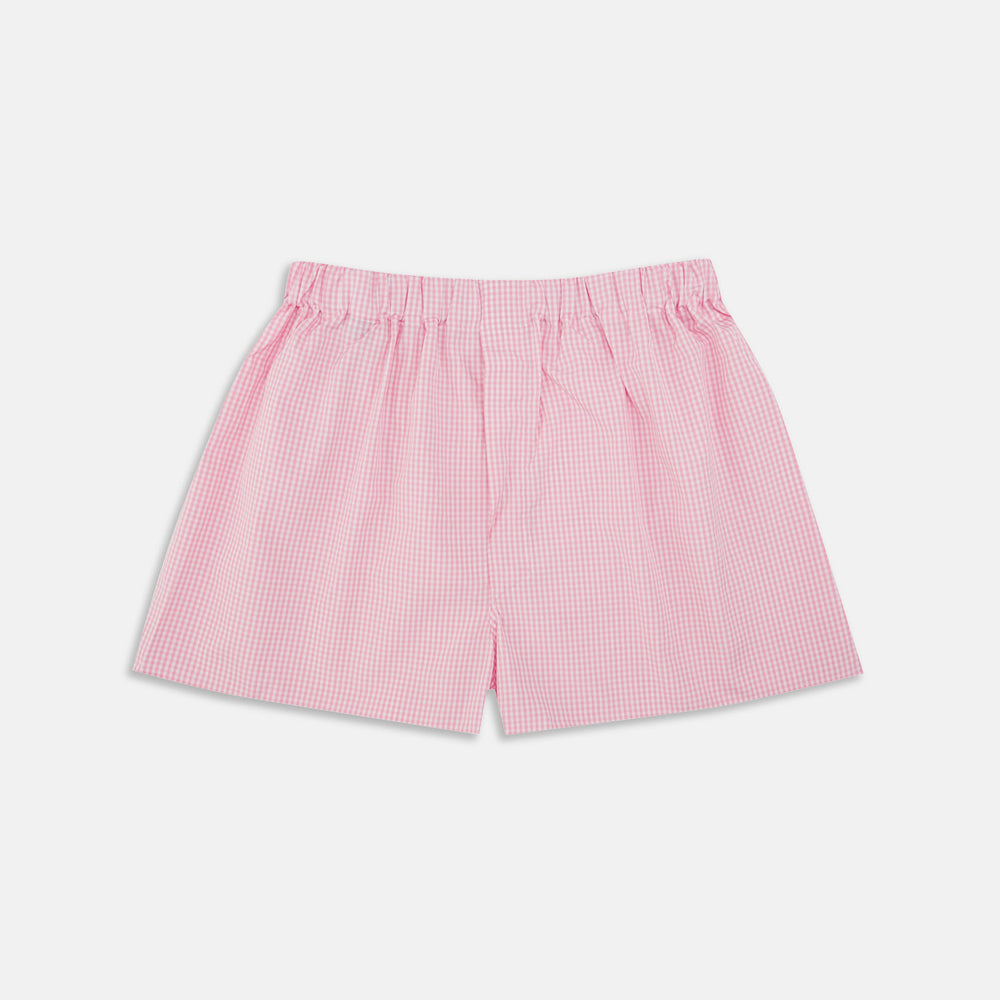 Pink Gingham Cotton Boxer Shorts
