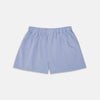 View 1 of product Turnbull & Asser Blue and White Fine Bengal Stripe Sea Island Cotton Boxer Shorts, featuring an elastic waistband and loose fit, displayed flat on a plain white background.