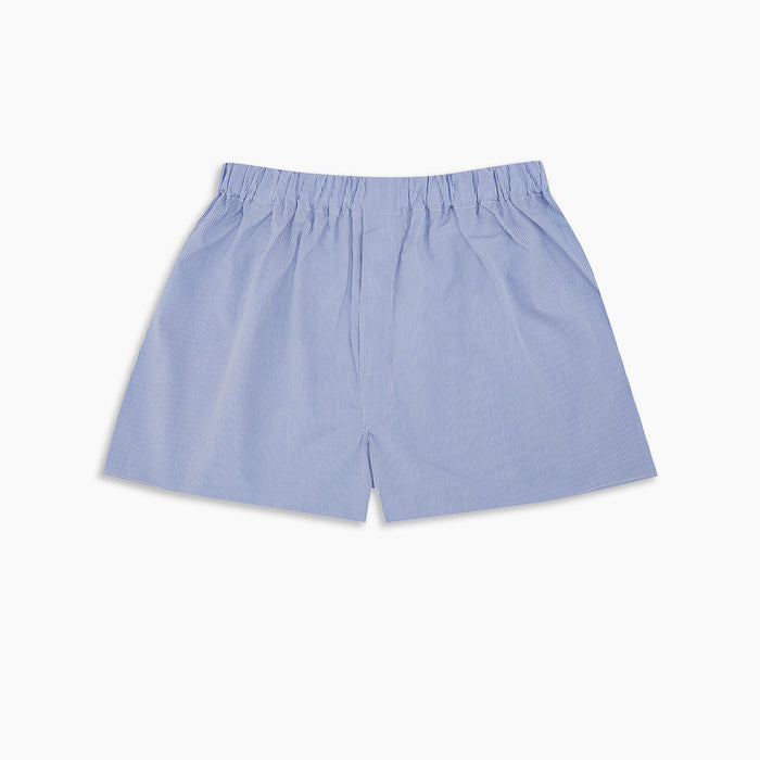 Blue and White Fine Bengal Stripe Sea Island Quality Cotton Boxer Shorts Image 2