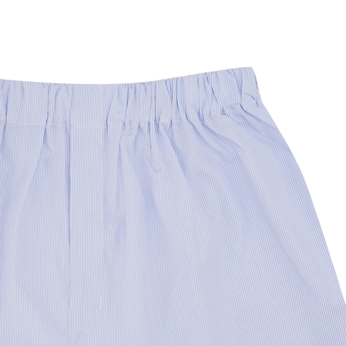 Blue and White Fine Bengal Stripe Sea Island Quality Cotton Boxer Shorts Image 1