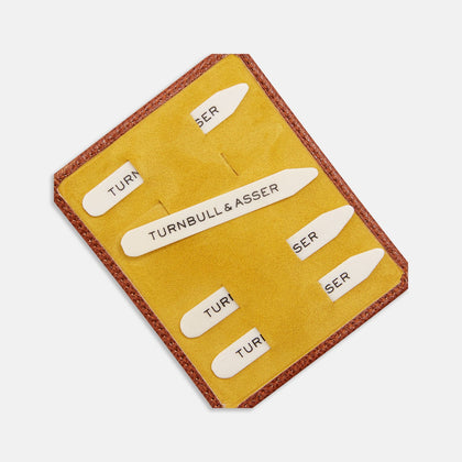 Bone Collar Stays in Tan Leather Lined Mustard Suede Tray Image 2