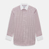 View 1 of product The Turnbull & Asser Red Micro Check Shirt features a crisp white contrast T&A collar and cuffs, crafted in Italian cotton. Timeless style is showcased against a plain white background, inspired by classic Turnbull & Asser designs.