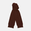 View 1 of product The Turnbull & Asser Red Grouse Cable Knit Cashmere Scarf, featuring ribbed ends, is neatly folded against a white background.