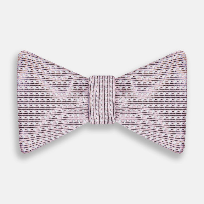 Pale Pink and White Square Silk Bow Tie