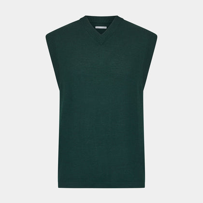 Petrol Green Fine Merino V-Neck Vest