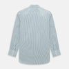 View 3 of product The Turnbull & Asser Light Petrol Micro Tattersall Check Mayfair Shirt features long sleeves, a classic collar, buttoned cuffs, and is crafted from Italian cotton in a refined blue and white check pattern.
