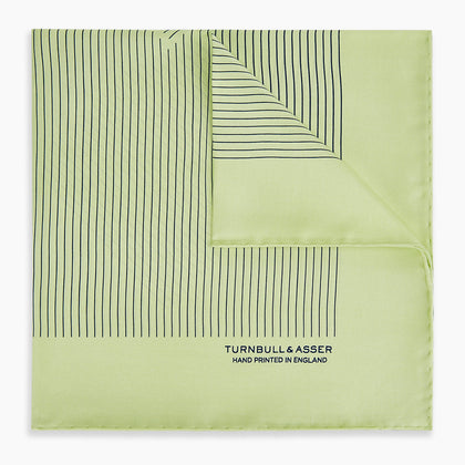 Melon Green Stripe Silk Pocket Square Image 4