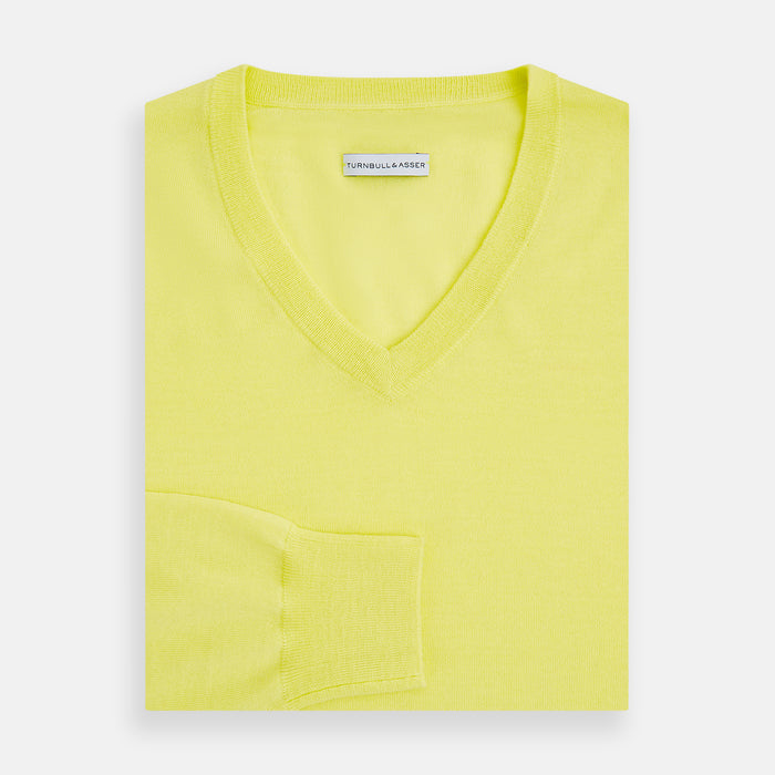 Bright Yellow Merino V-neck Jumper Image 3
