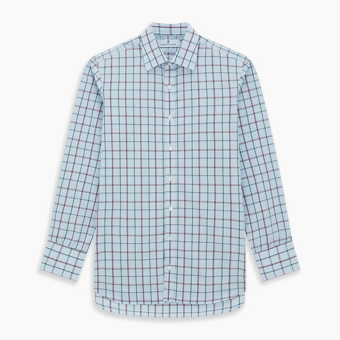 Blue and Pink Tattersall Check Mayfair Shirt Image 6