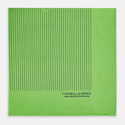 Fern Green Stripe Silk Pocket Square Image 3