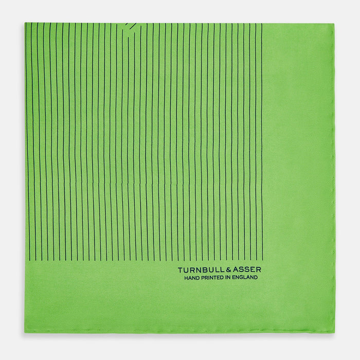 Fern Green Stripe Silk Pocket Square Image 3
