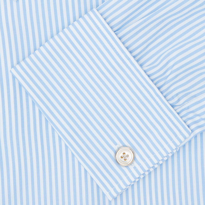 Light Blue Bengal Stripe Shirt with T&A Collar and Double Cuffs Image 2