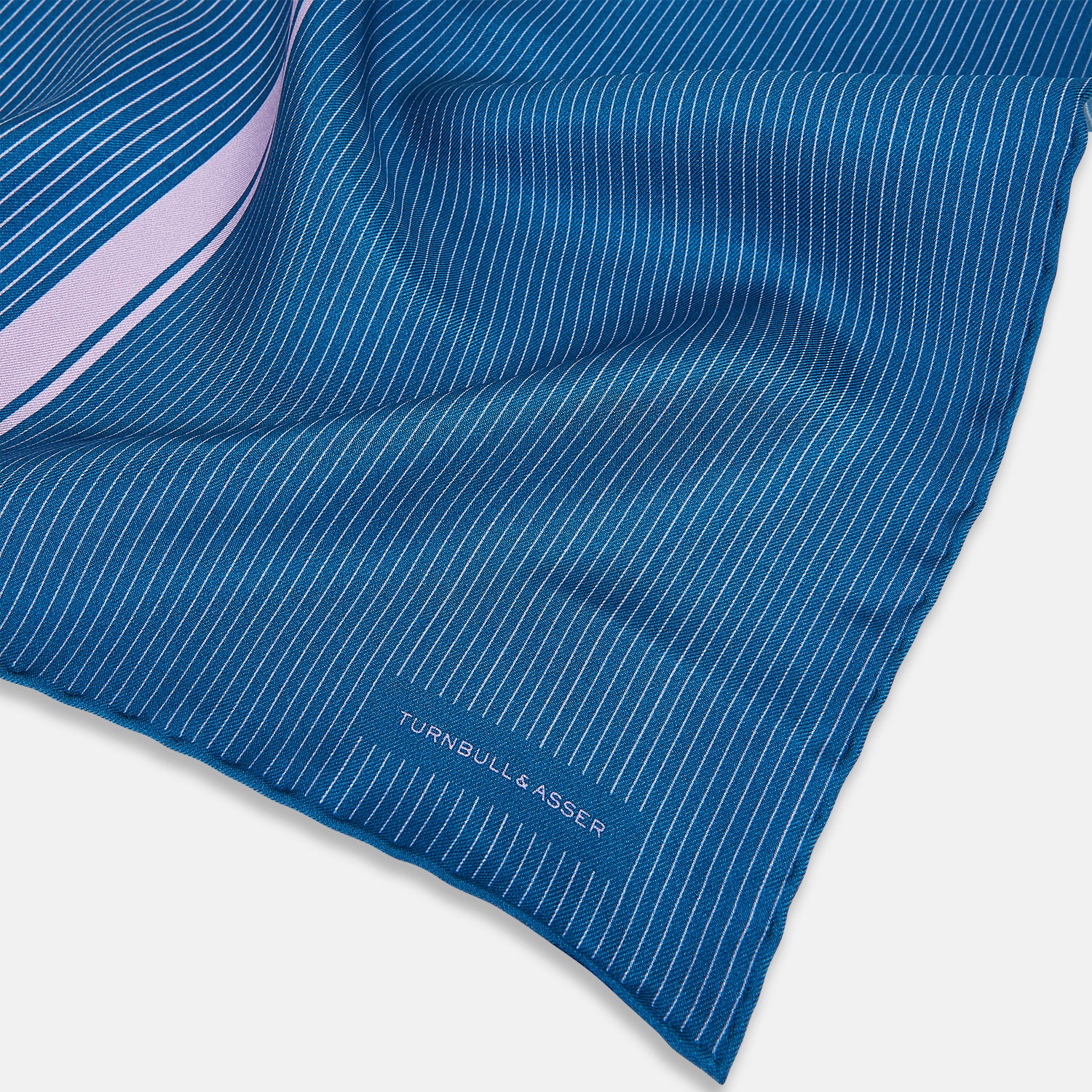 Image 2 of product Blue and Lilac Stripe Silk Pocket Square