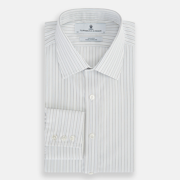 Blue Multi-Tone Double Pinstripe Mayfair Shirt Image 4