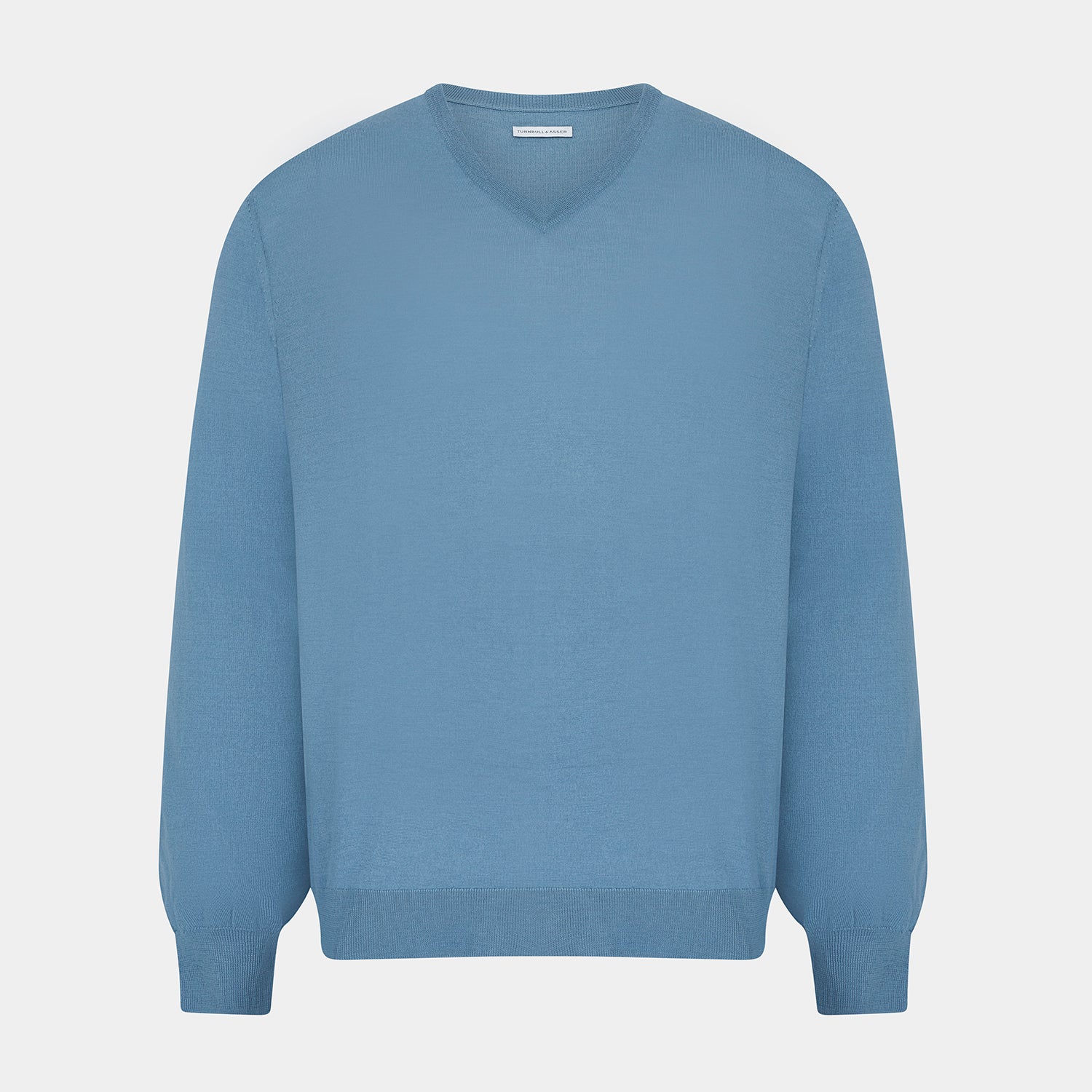 Pale Blue Fine Merino V-Neck Jumper