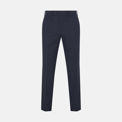 Navy Twill Wool Plain Trousers