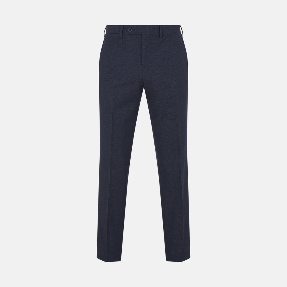 Navy Twill Wool Plain Trousers