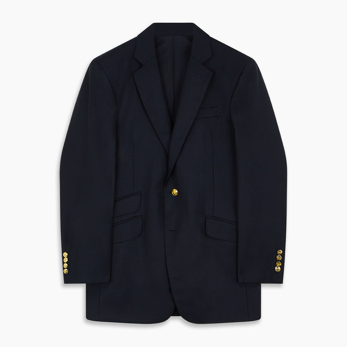 Navy Plain Wool Single Breasted Blazer Image 4