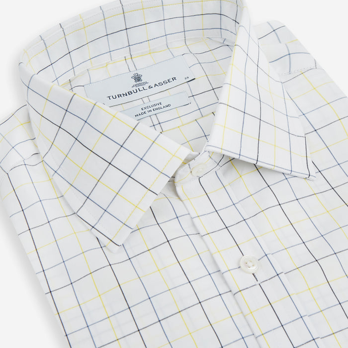 Yellow and Blue Grid Check Mayfair Shirt Image 1