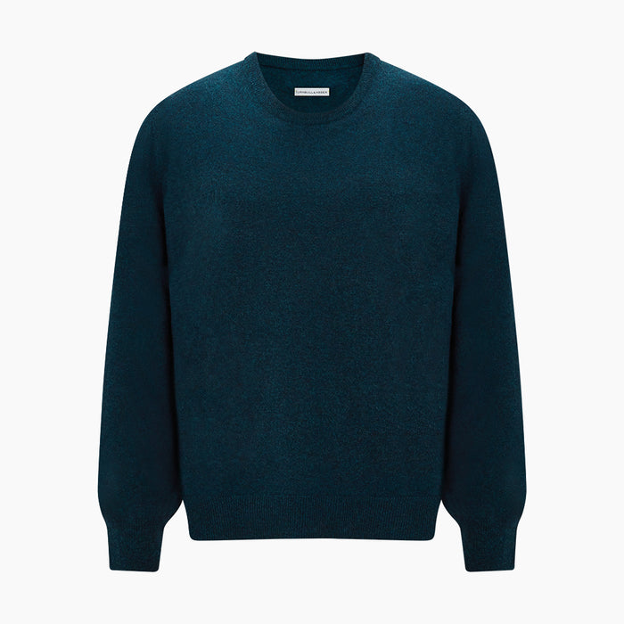 Dark Green Melange Cashmere Round Neck Jumper Image 4