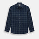 Indigo and White Thin Plaid Check Windsor Shirt