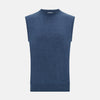 Pacific Blue Cashmere Round Neck Vest