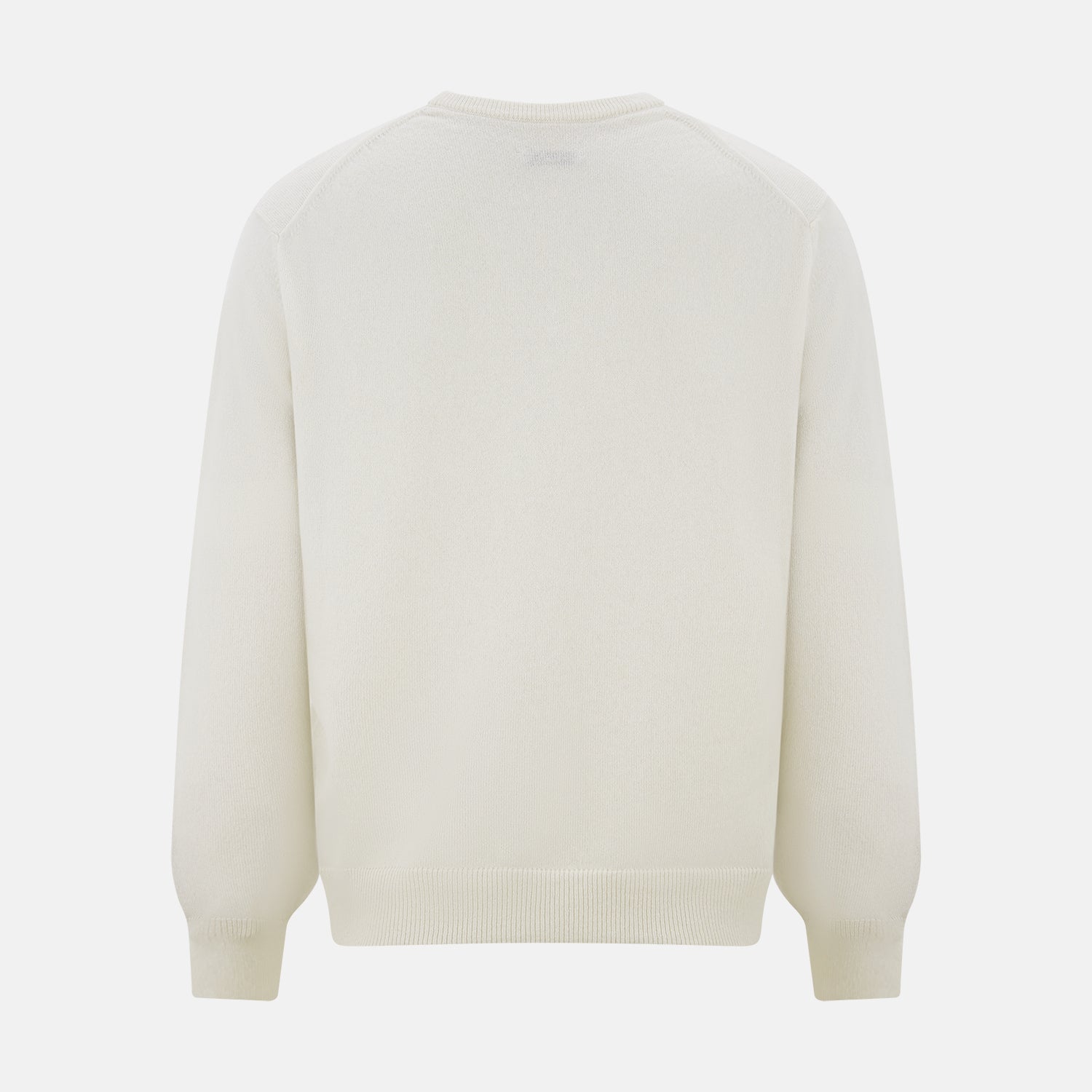 View 3 of product The Turnbull & Asser White Cashmere V-Neck Jumper features long sleeves and a versatile light cream shade, making it a timeless addition to your knitwear collection.