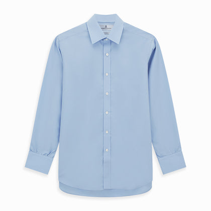 Blue Cotton Shirt with T&A Collar and 3-Button Cuffs Image 5