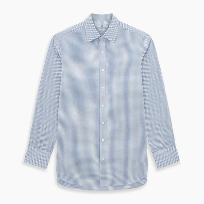Sky Blue Micro Shadow Check Mayfair Shirt Image 6