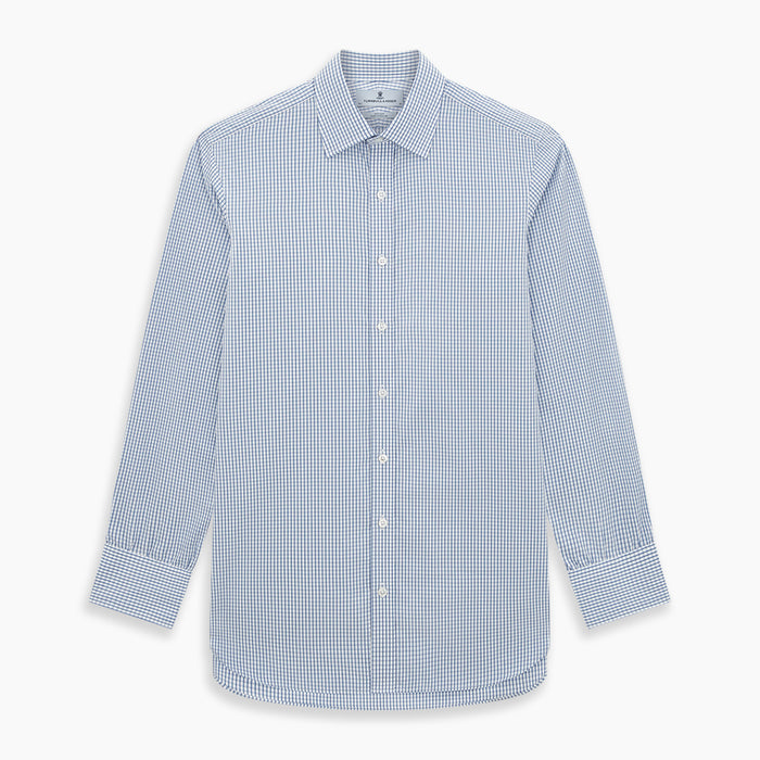Sky Blue Micro Shadow Check Mayfair Shirt Image 6
